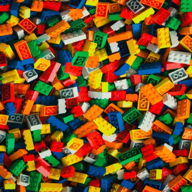 Katoen tricot Legoblokjes